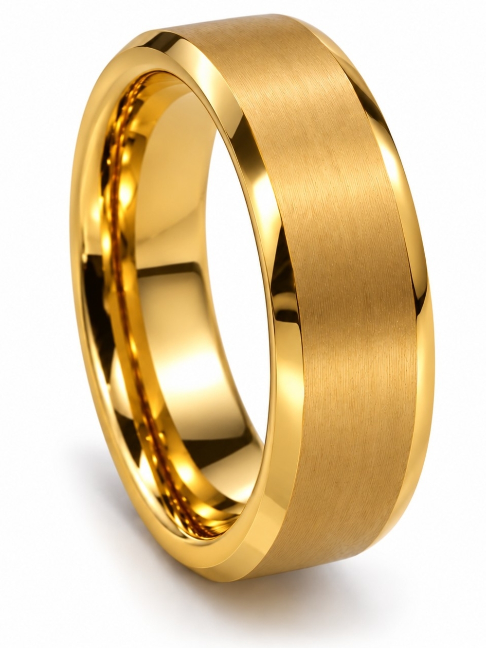 Gold Tone Men's Brushed Tungsten Wedding Band